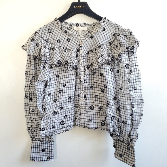 New LOVESHACKFANCY Susanne Printed Cottagecore Prairiecore Blouse/Top NWT Small - Picture 9 of 16